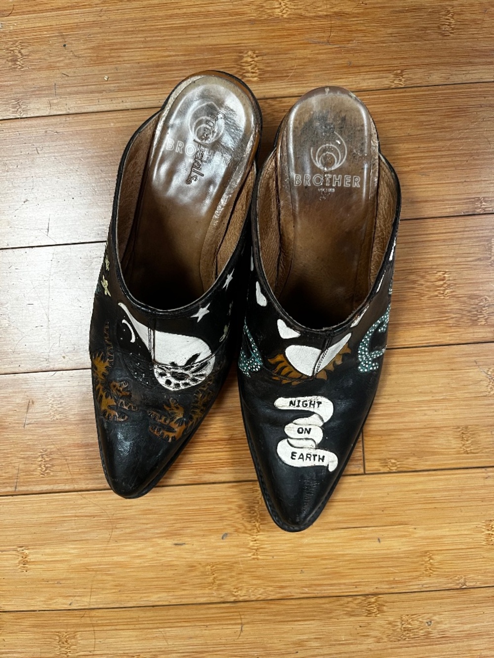 Brother Vellies painted rare night on earth mules 9